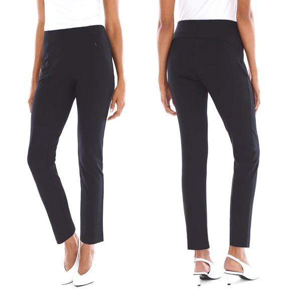 Soma Smoothing Ponte Knit Ankle Pant Women’s Sz Lg Black Center Seams Pull On - Picture 1 of 10